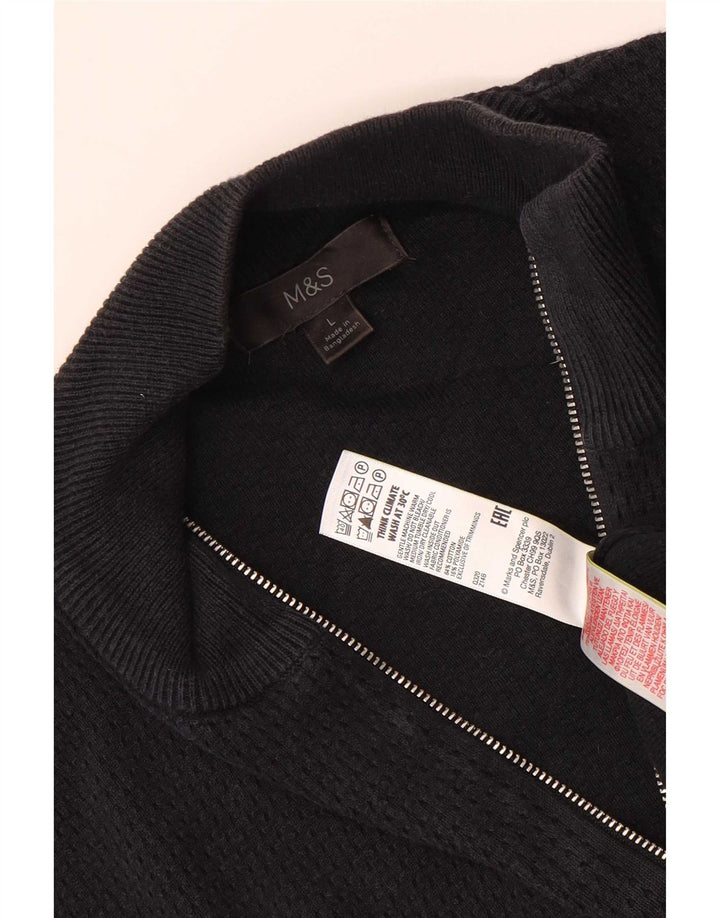 Marks & Spencer Mens Cardigan Sweater Large Black Cotton
