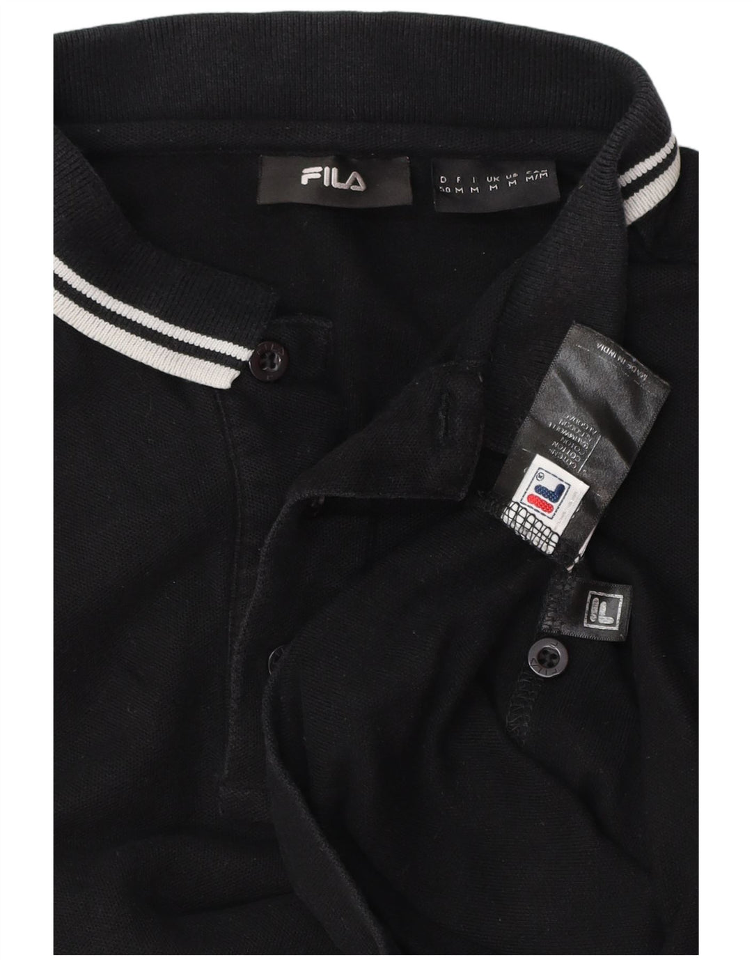 FILA Mens Polo Shirt Medium Black Cotton Vintage Fila and Second-Hand Fila from Messina Hembry 