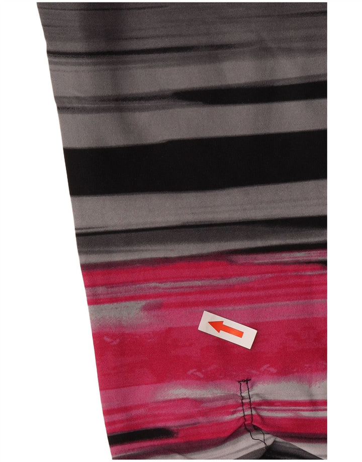Calvin Klein Dame Capri Leggings UK 12 Medium Sort Stribet Nylon