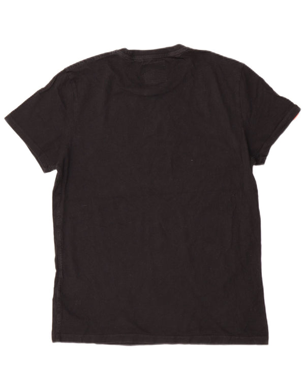 Superdry Damen Kurzarm-T-Shirt-Oberteil UK 18 XL Schwarz Baumwolle