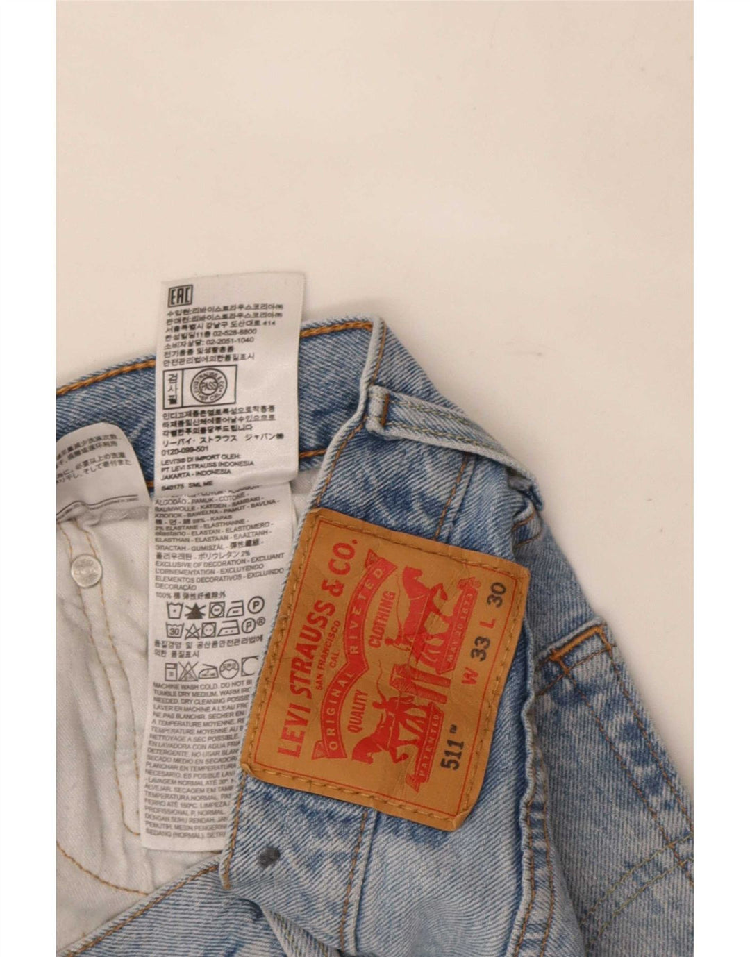 Levi's Mens 511 Slim Jeans W33 L30 Blue Cotton