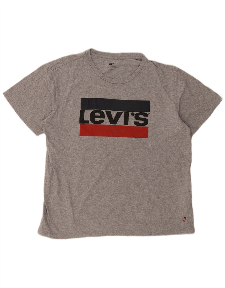 Levi's Mens Graphic T-Shirt Top Large Grey Flecked Cotton
