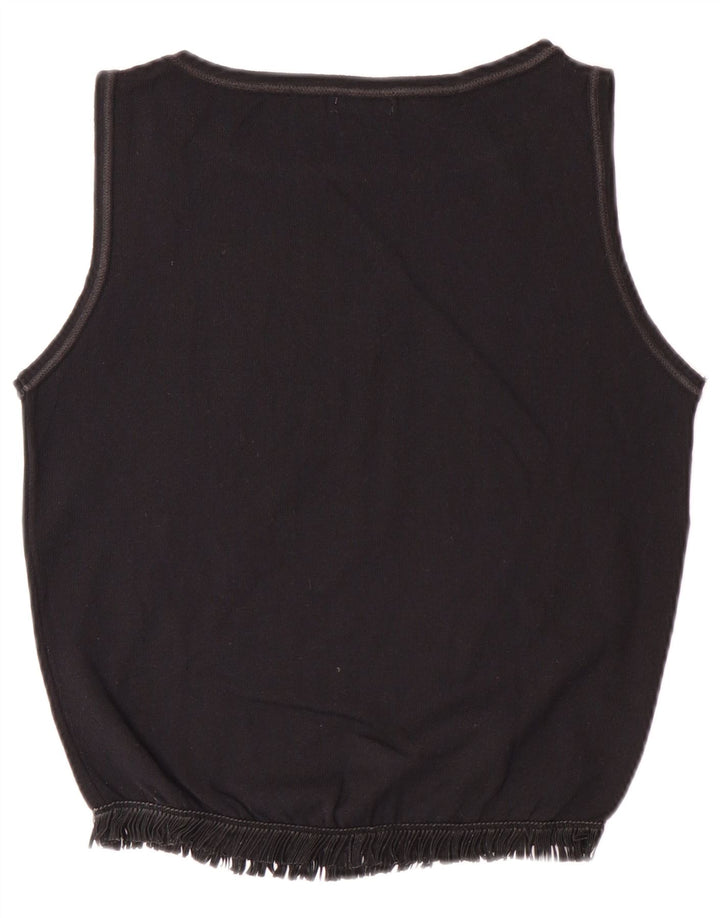Top corto da donna BENETTON UK 12 medio nero in poliammide