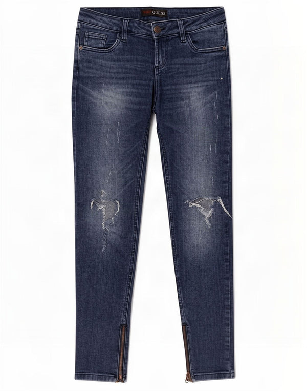 Blugi skinny distressed pentru femei Guess W27 L28 bumbac albastru