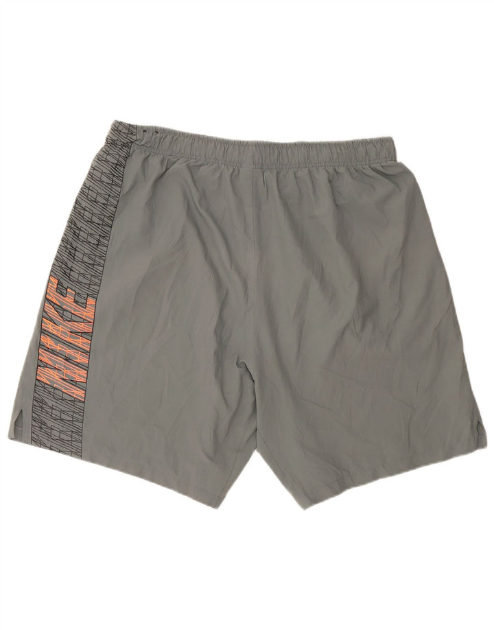 Nike Herre Dri Fit grafiske sportsshorts 2XL Gråstribet polyester
