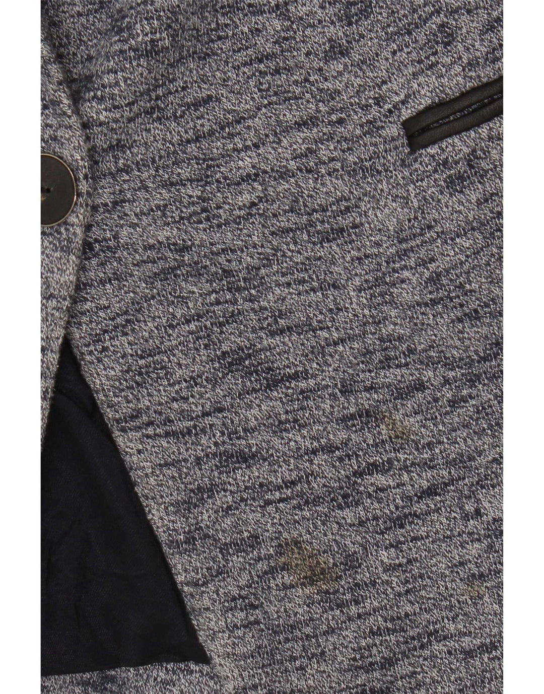 Zara Dame 1 Knap Blazer Jakke UK 6 XS Blå Flecked Bomuld
