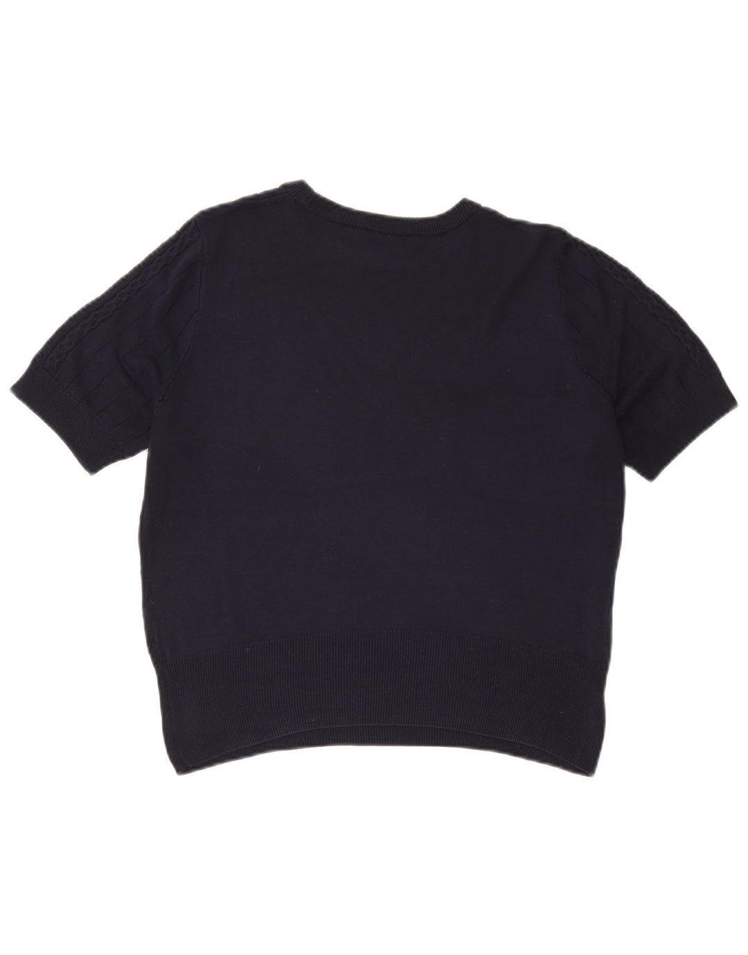 Maglione maglione girocollo corto da donna Marks & Spencer UK 14 medio blu navy