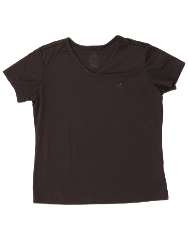 ADIDAS Womens T-Shirt Top UK 14 Medium Black Polyester