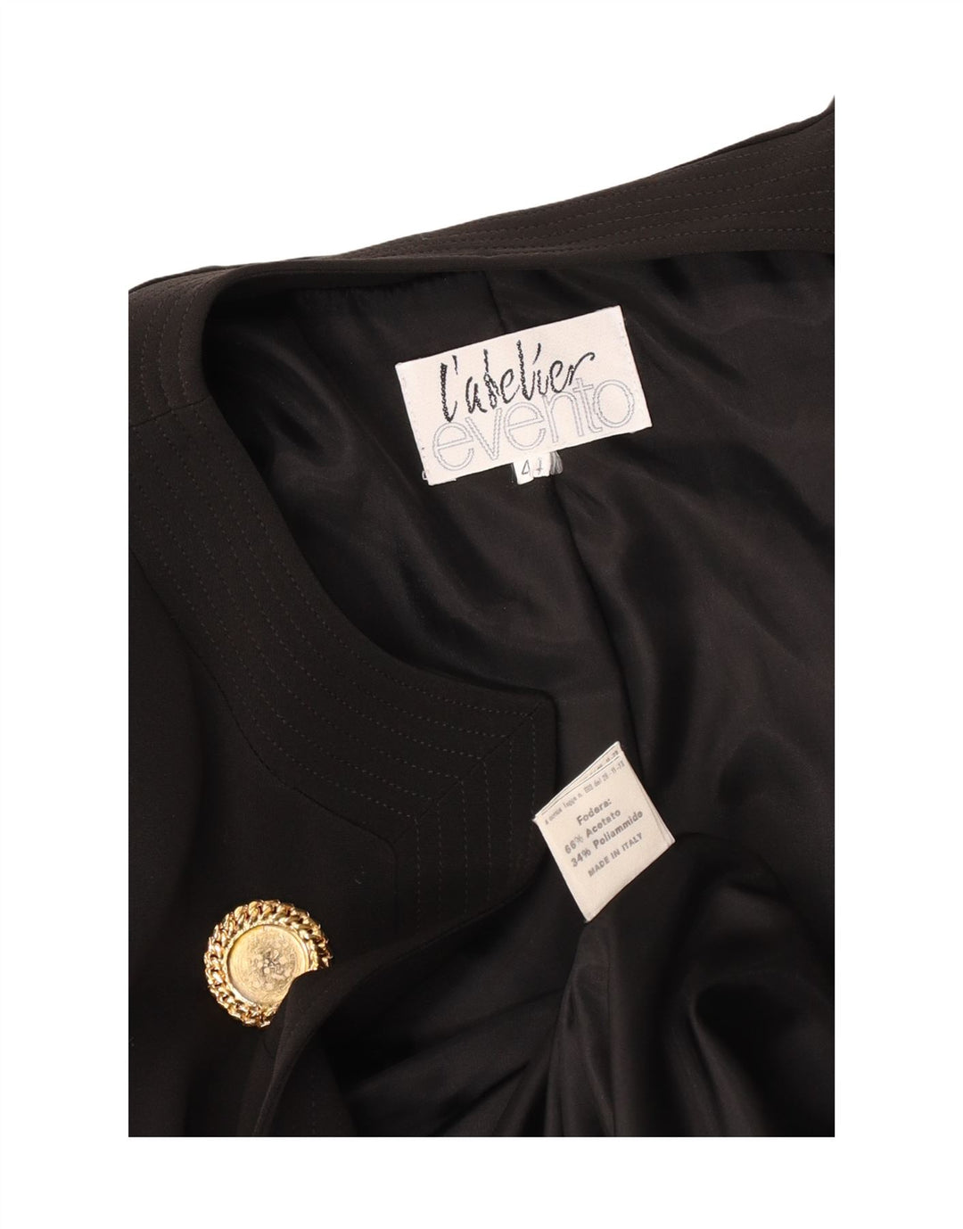 Jachetă Blazer Vintage pentru femei deschisă IT 44 Medium Black Acetat