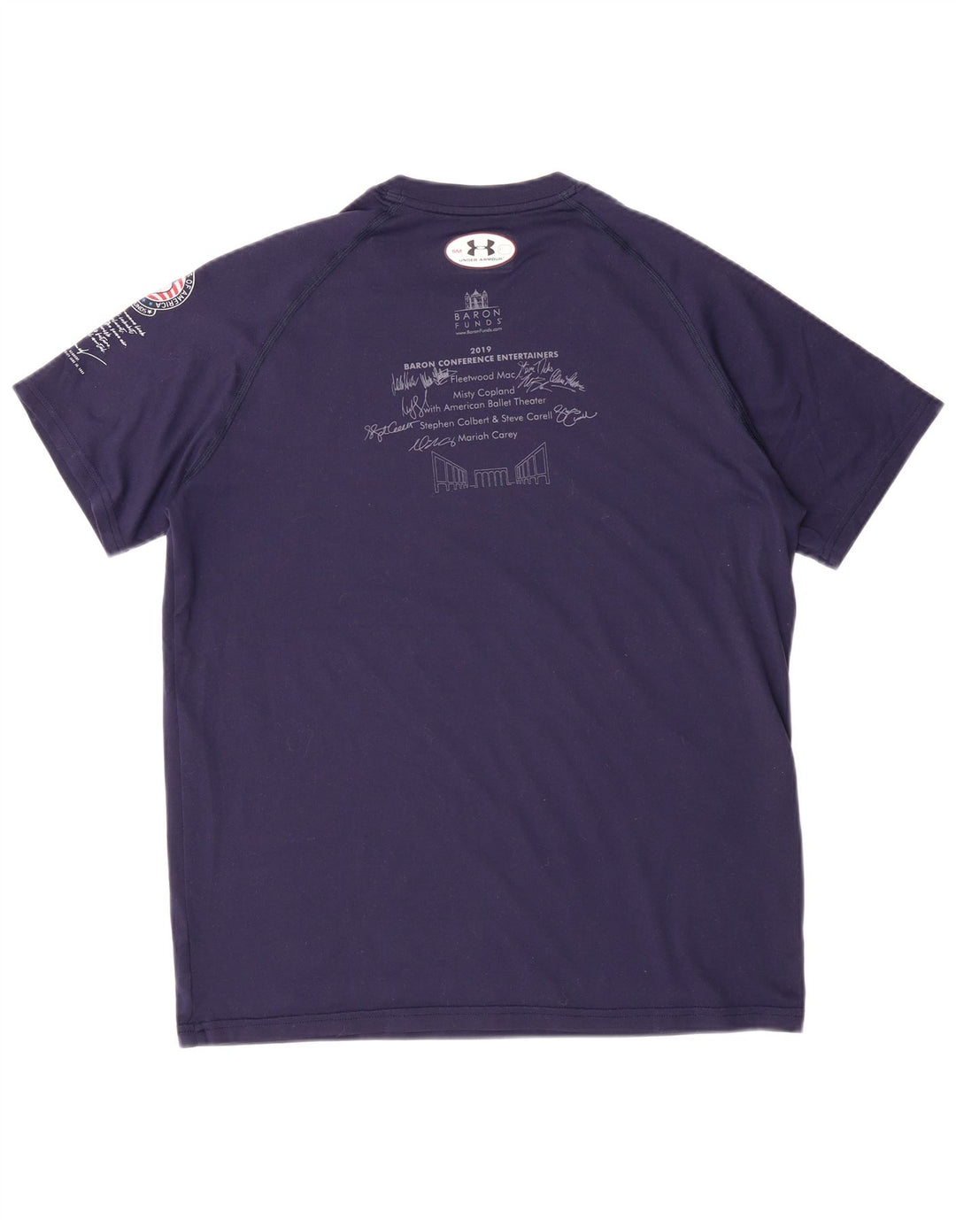 UNDER ARMOUR Mens loose Graphic T-Shirt Top Small Navy Blue Polyester