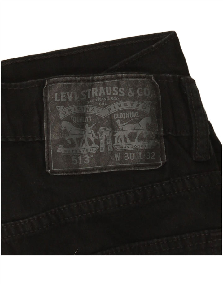 Levi's Womens 513 Slim Straight Jeans W30 L32 Black Cotton