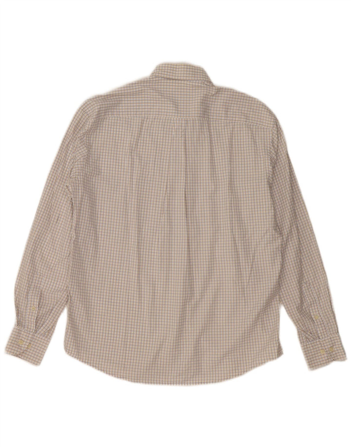 Sergio Tacchini Herrenhemd, groß, beige Gingham-Baumwolle