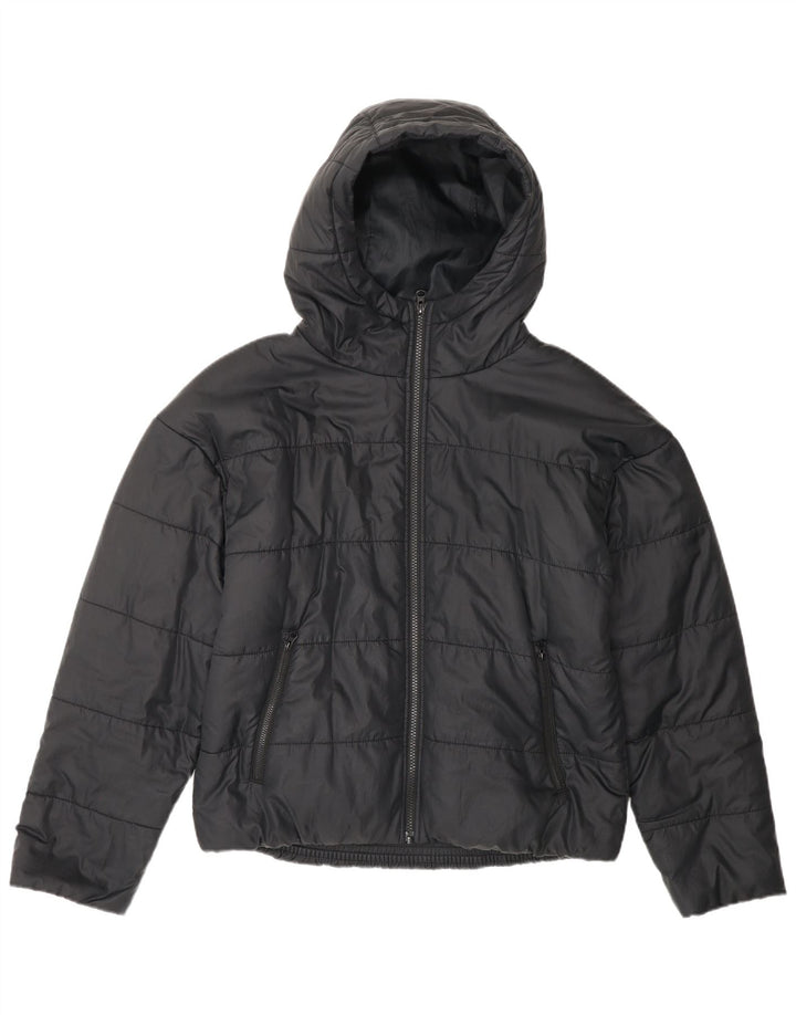NIKE Womens Oversized Hooded Graphic Padded Jacket UK 10 Small Black