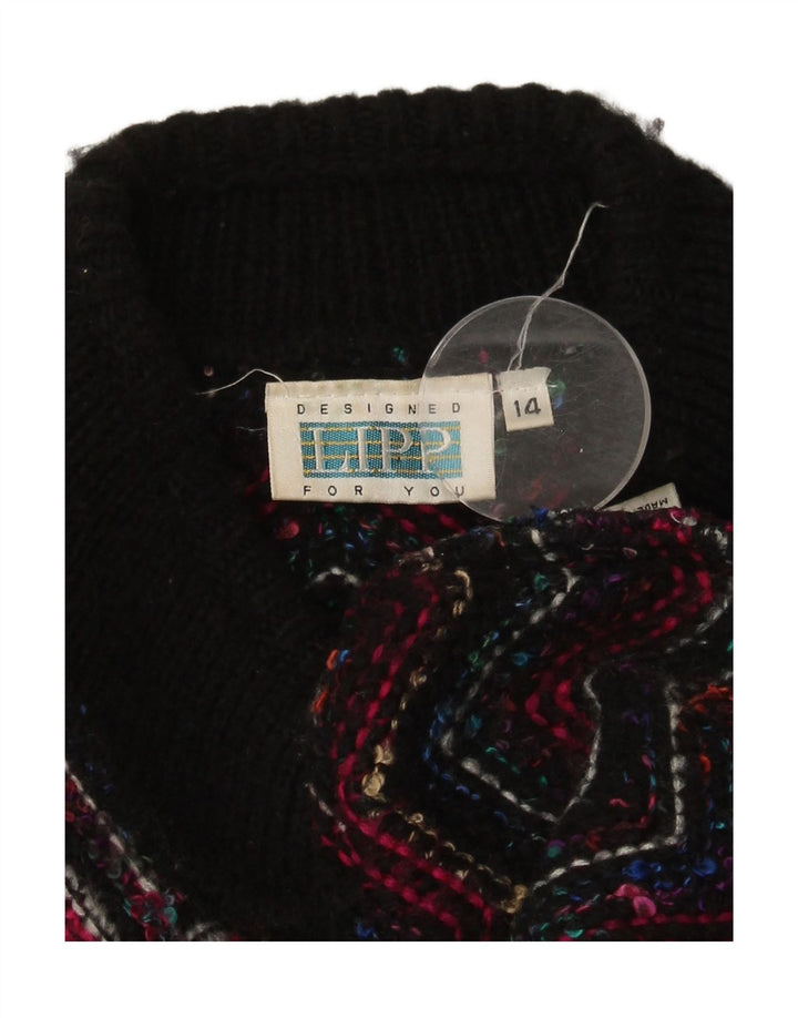 VINTAGE Womens Cardigan Sweater UK 14 Medium  Multicoloured Chevron