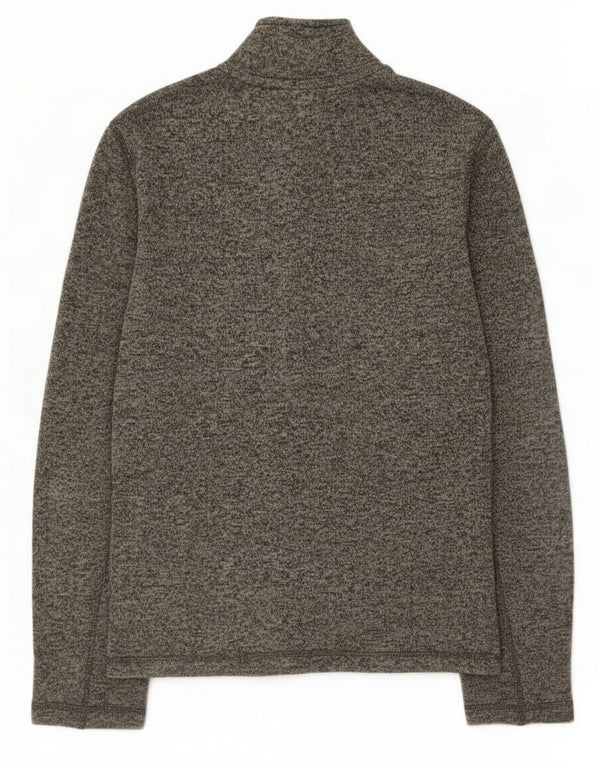 Eddie Bauer Mens Zip Neck Sweatshirt Jumper Medium Grey Flecked Polyester