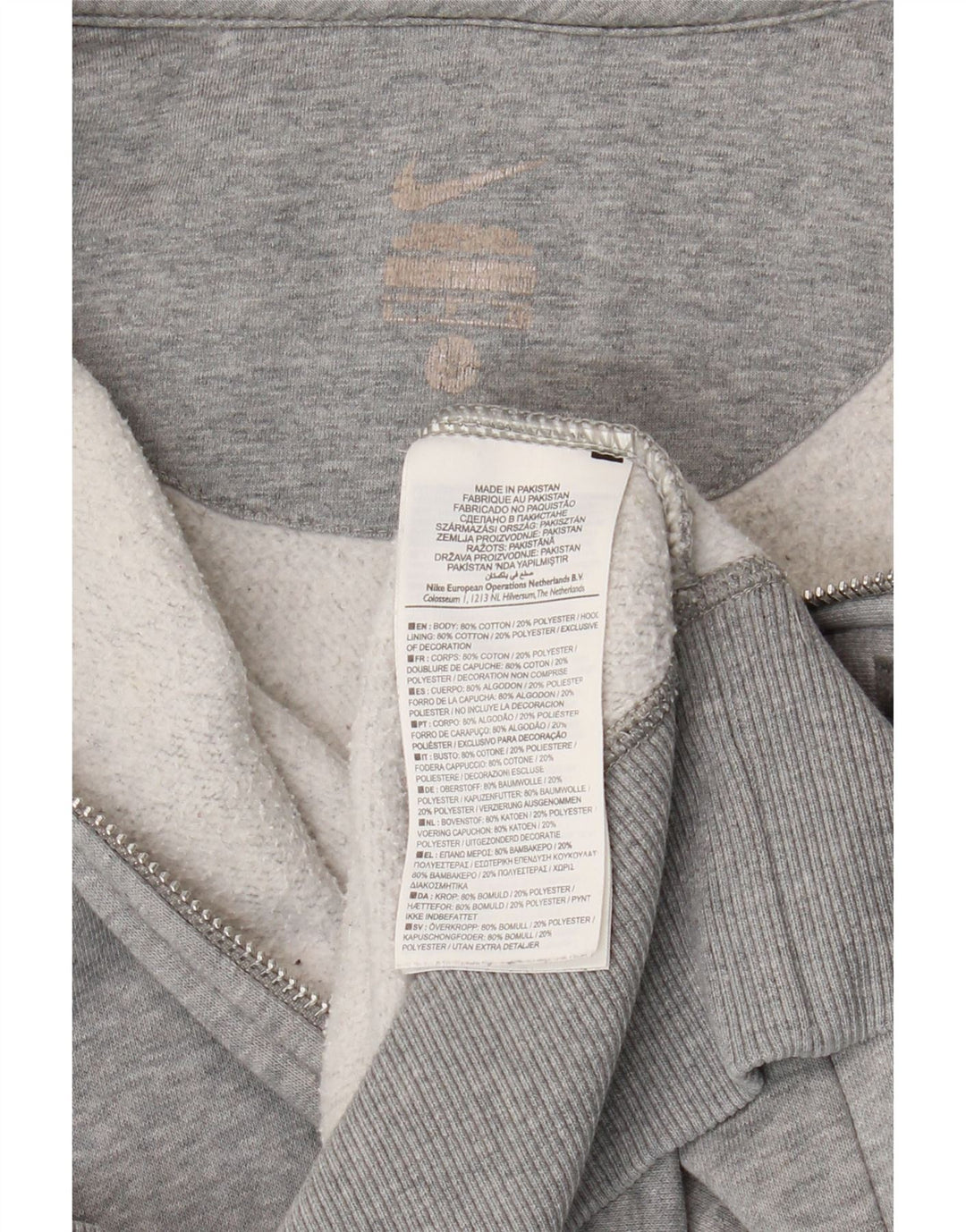 Nike Mens Graphic Zip Hoodie Sweater Small Grey Cotton