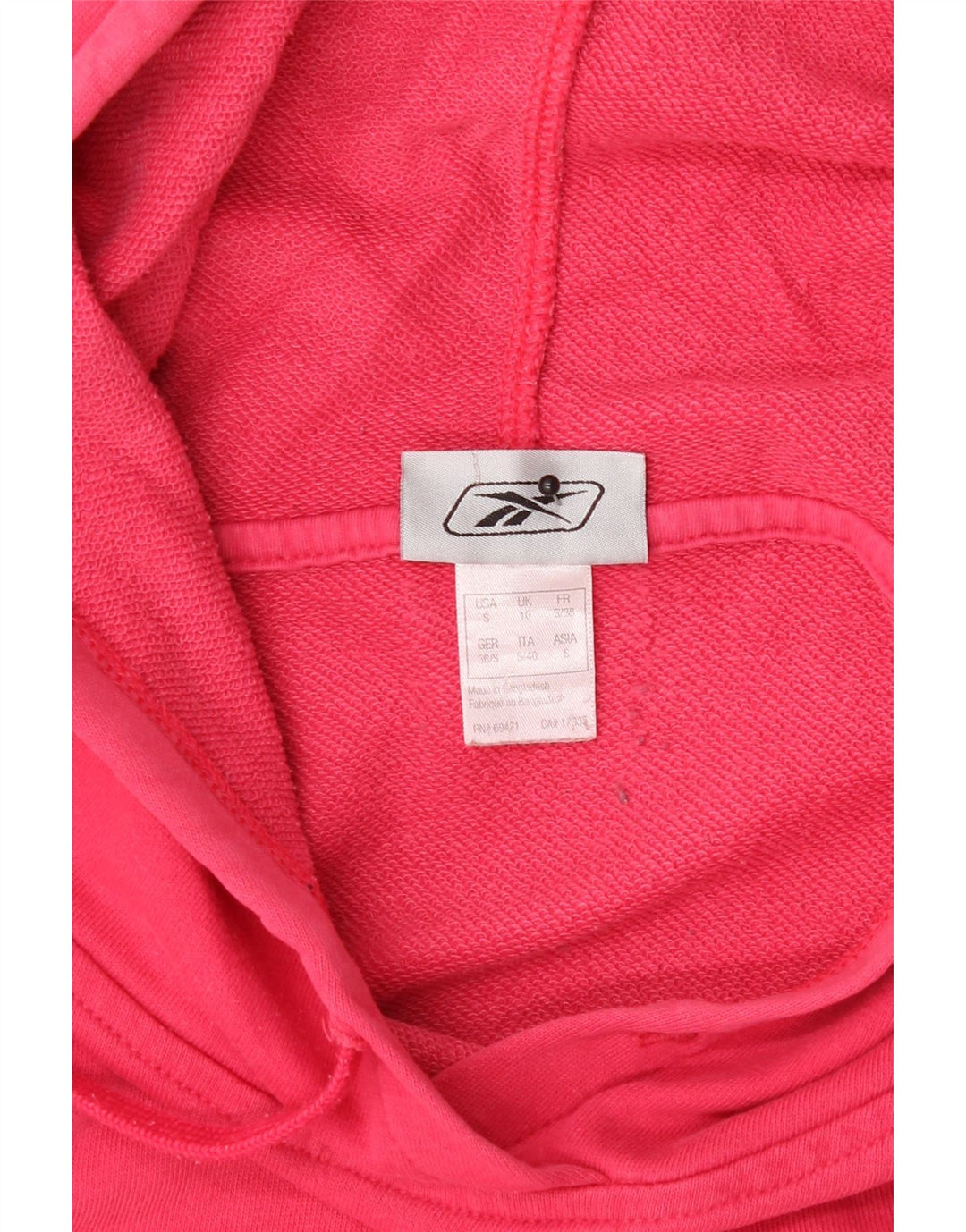 REEBOK Womens Hoodie Jumper UK 10 Small  Pink Cotton Vintage Reebok and Second-Hand Reebok from Messina Hembry 