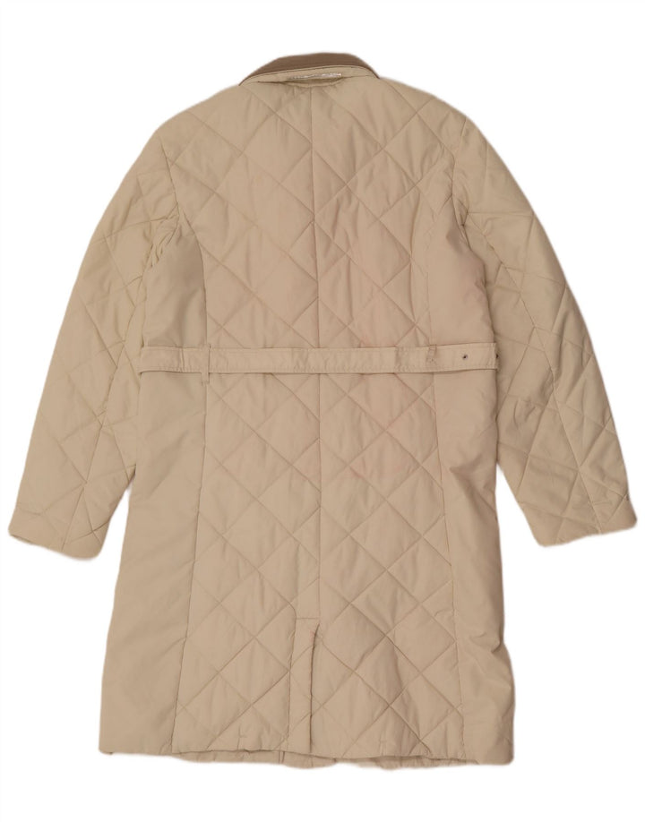 Slam Womens Quilted Overcoat UK 16 Large Off White Colourblock