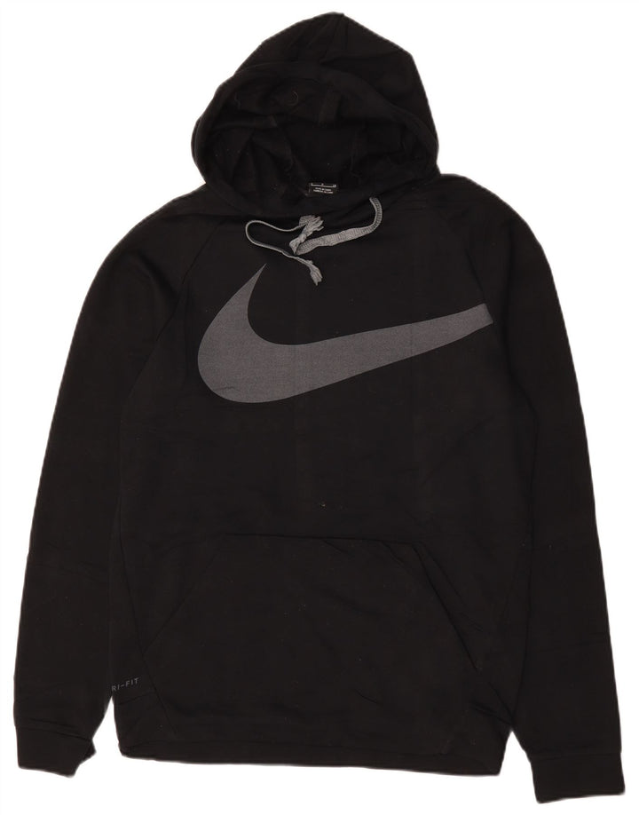 Nike Mens Dri Fit Graphic Hoodie Jumper Small Black Polyester