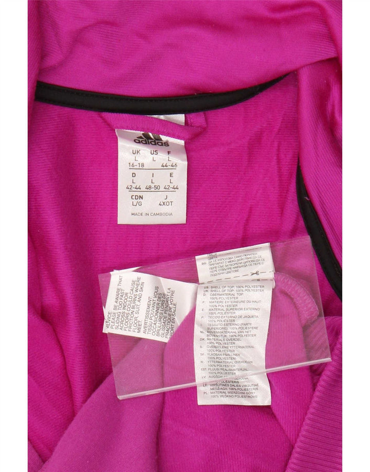 Adidas Womens Tracksuit Top Jacket UK 16/18 Large Pink Polyester