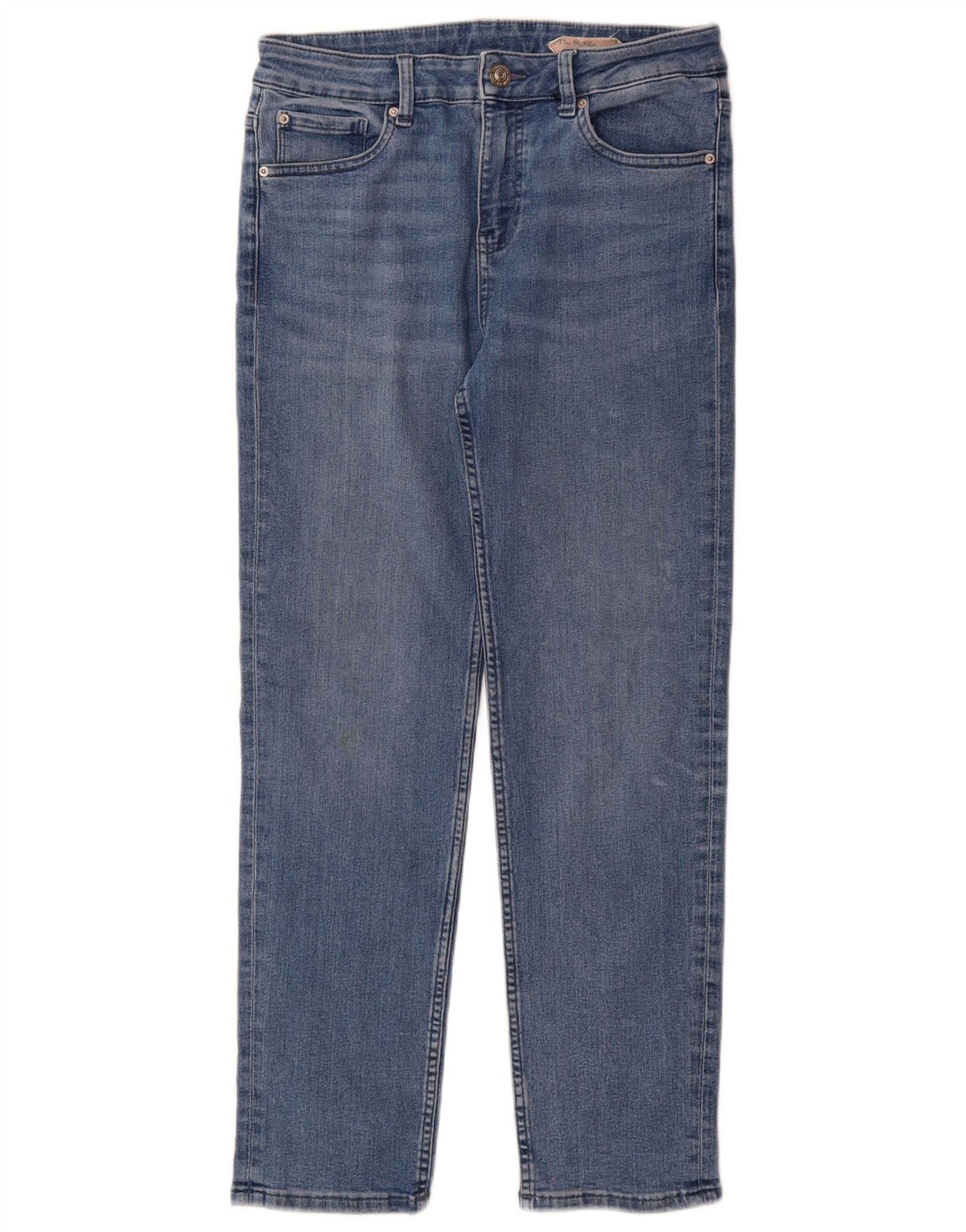 Marks & Spencer Womens Straight Jeans UK 12 Medium W30 L29 Blue Cotton