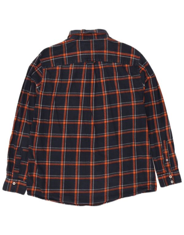 Crew Clothing Mens Classic Fit Flannel Shirt Large Navy Blue Check Cotton