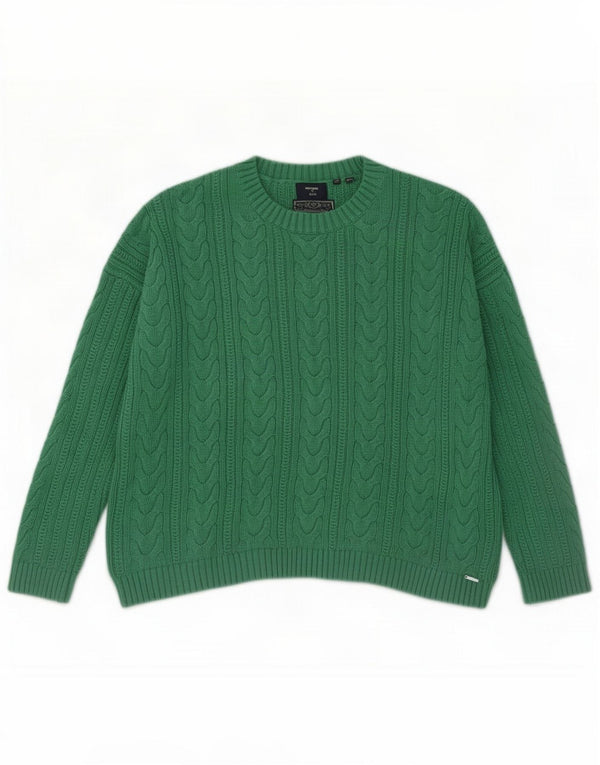 Superdry Womens Relaxed Fit Crew Neck Jumper Sweater UK 12 Medium Green