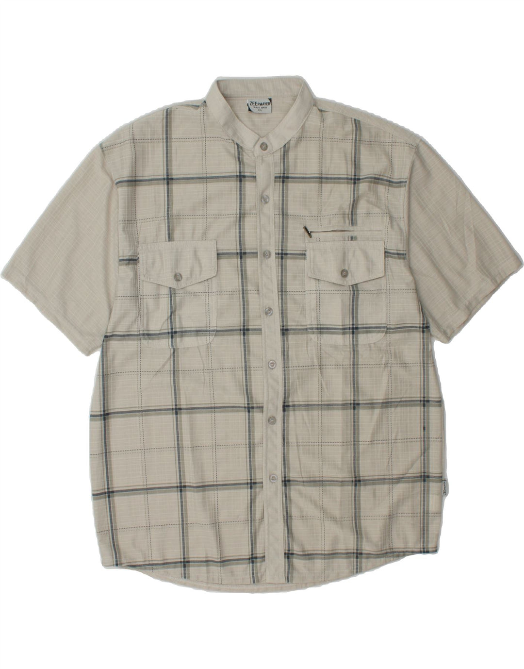 VINTAGE Mens Short Sleeve Shirt 2XL Grey Check Cotton Vintage Vintage and Second-Hand Vintage from Messina Hembry 