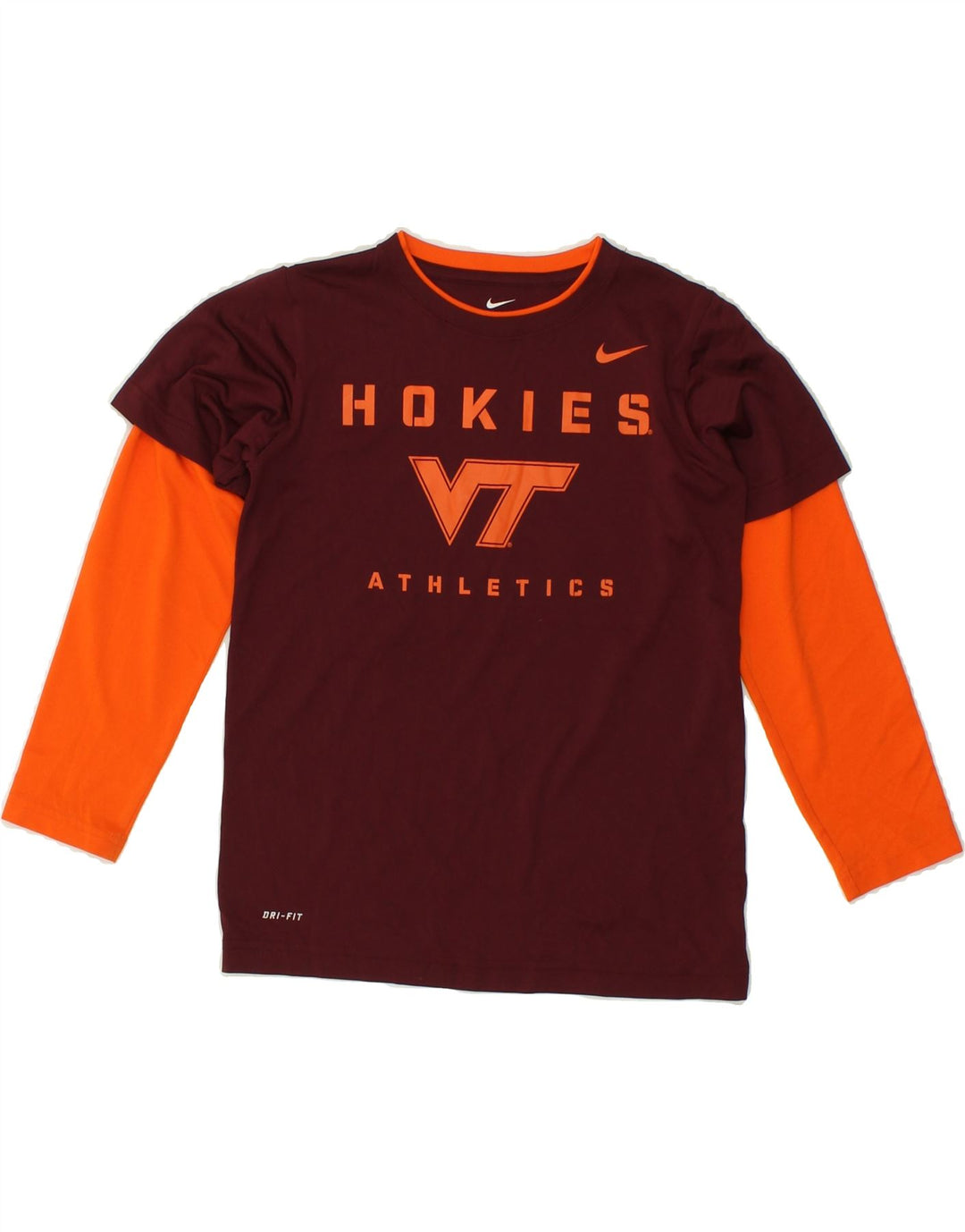 NIKE Boys Dri Fit Graphic Top Long Sleeve 8-9 Years Small  Maroon Vintage Nike and Second-Hand Nike from Messina Hembry 