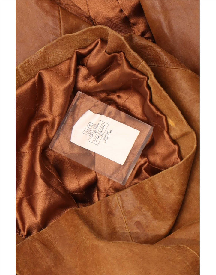 Abrigo de cuero vintage para mujer IT 46 Marrón grande