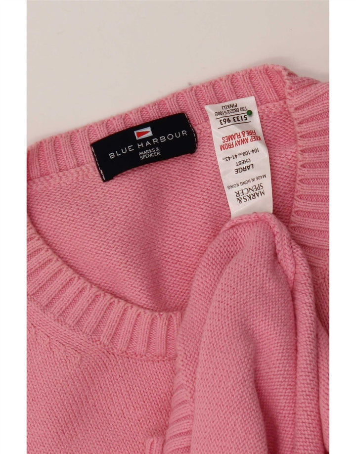Marks & Spencer Mens Blue Harbour Crew Neck Jumper Sweater Large Pink