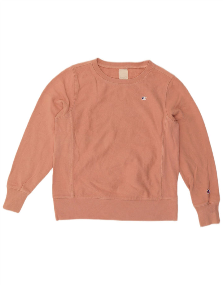 Champion Womens Reverse Weave Sweatshirt Jumper UK 16 Large Orange Cotton