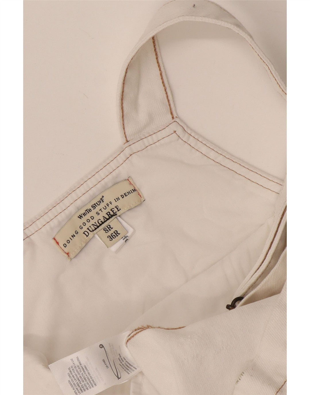 White Stuff Womens Dungarees Shorts UK 8 Small W30  White Cotton
