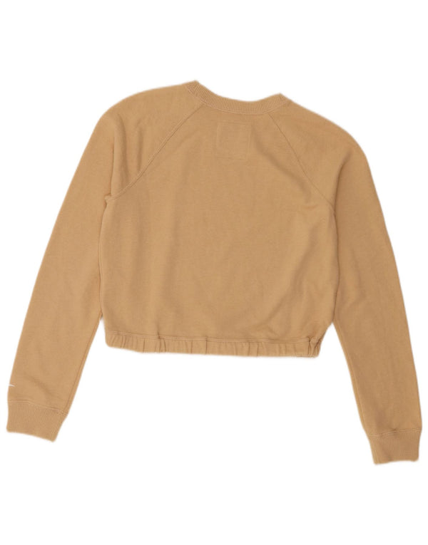 Hollister Womens Crop Sweatshirt Jumper UK 6 XS Beige Bomuld