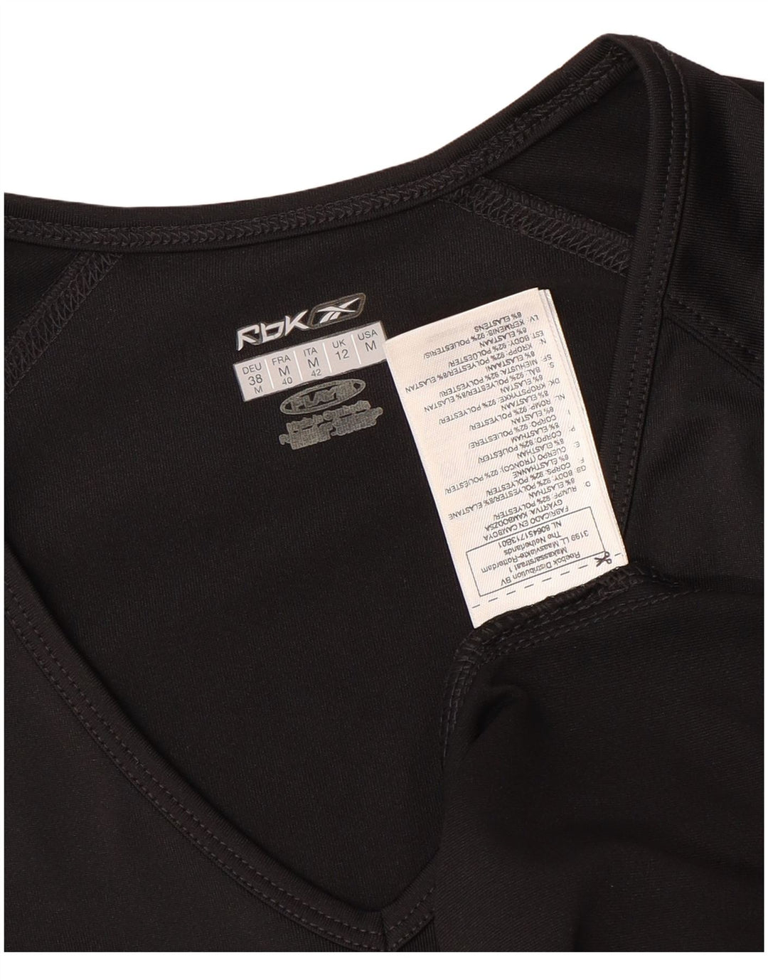 REEBOK Womens T-Shirt Top UK 12 Medium Black Polyester