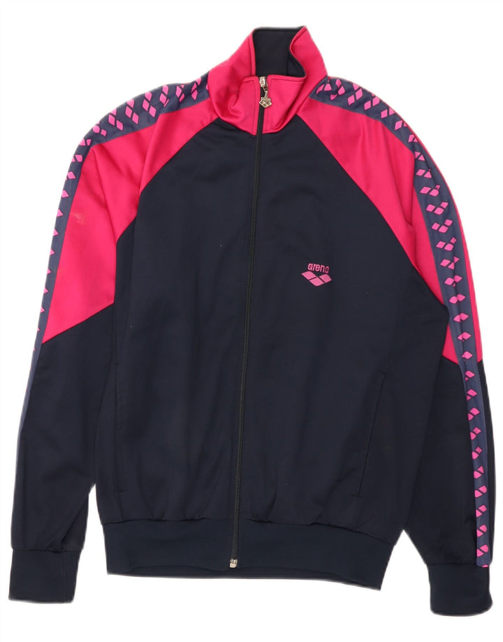 Arena Womens Tracksuit Top Jacket UK 16 Large Navy Blue Colourblock