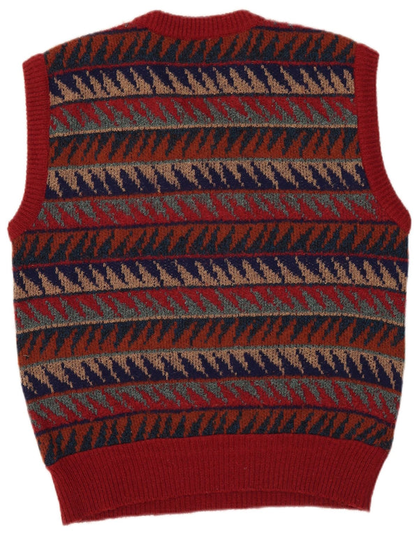 Vintage Herren Weste Tank Top Medium Mehrfarbige geometrische Wolle