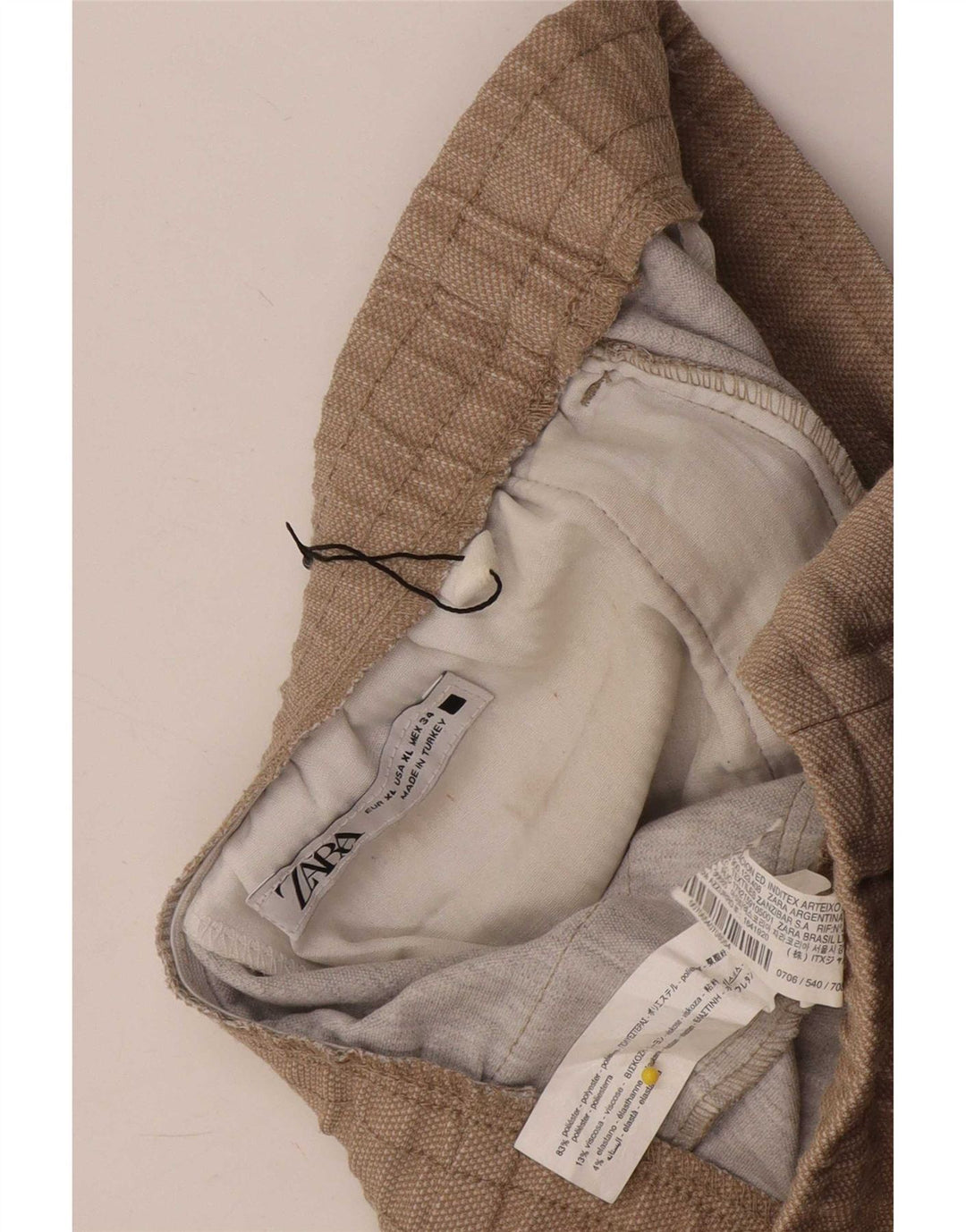 Zara Womens Slim Cropped Trousers XL W34 L26 Beige Polyester