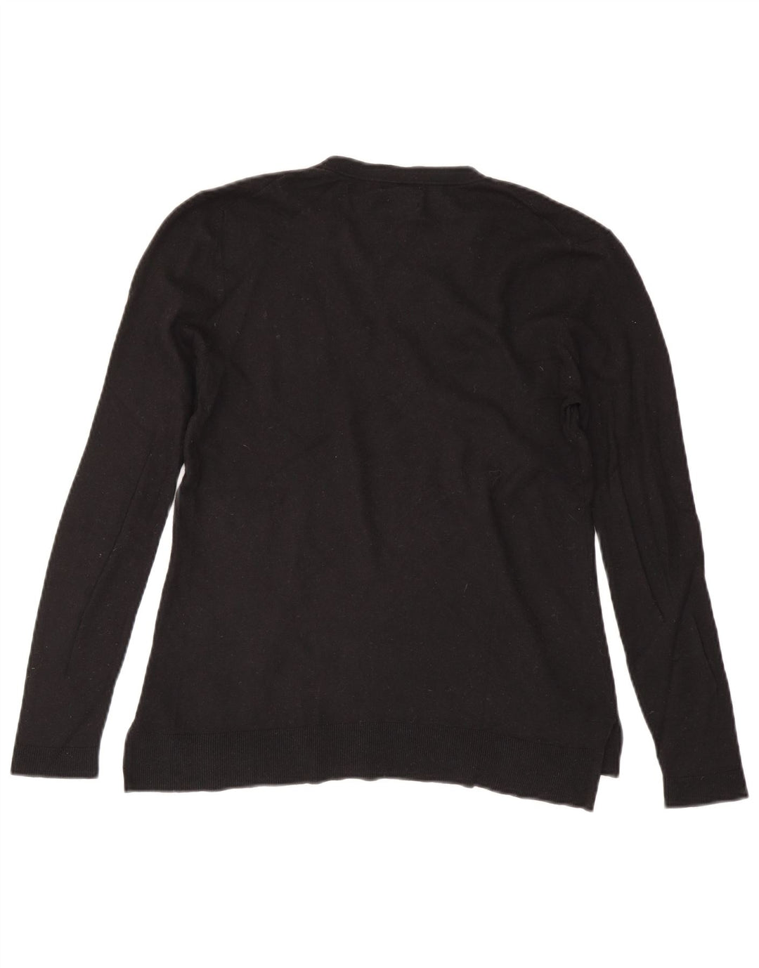 Massimo Dutti Womens V-Neck Jumper Sweater UK 14 Large Black Wool