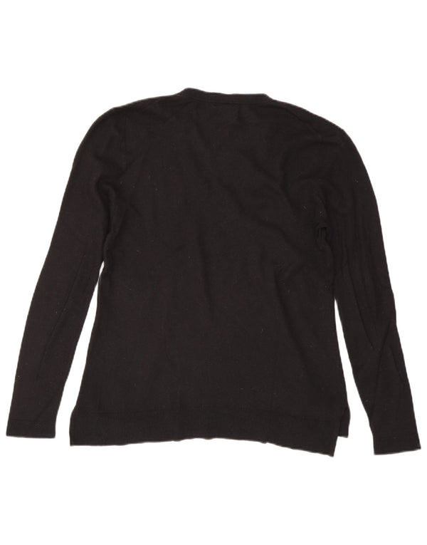 Maglione maglione da donna con scollo a V Massimo Dutti UK 14 grande lana nera