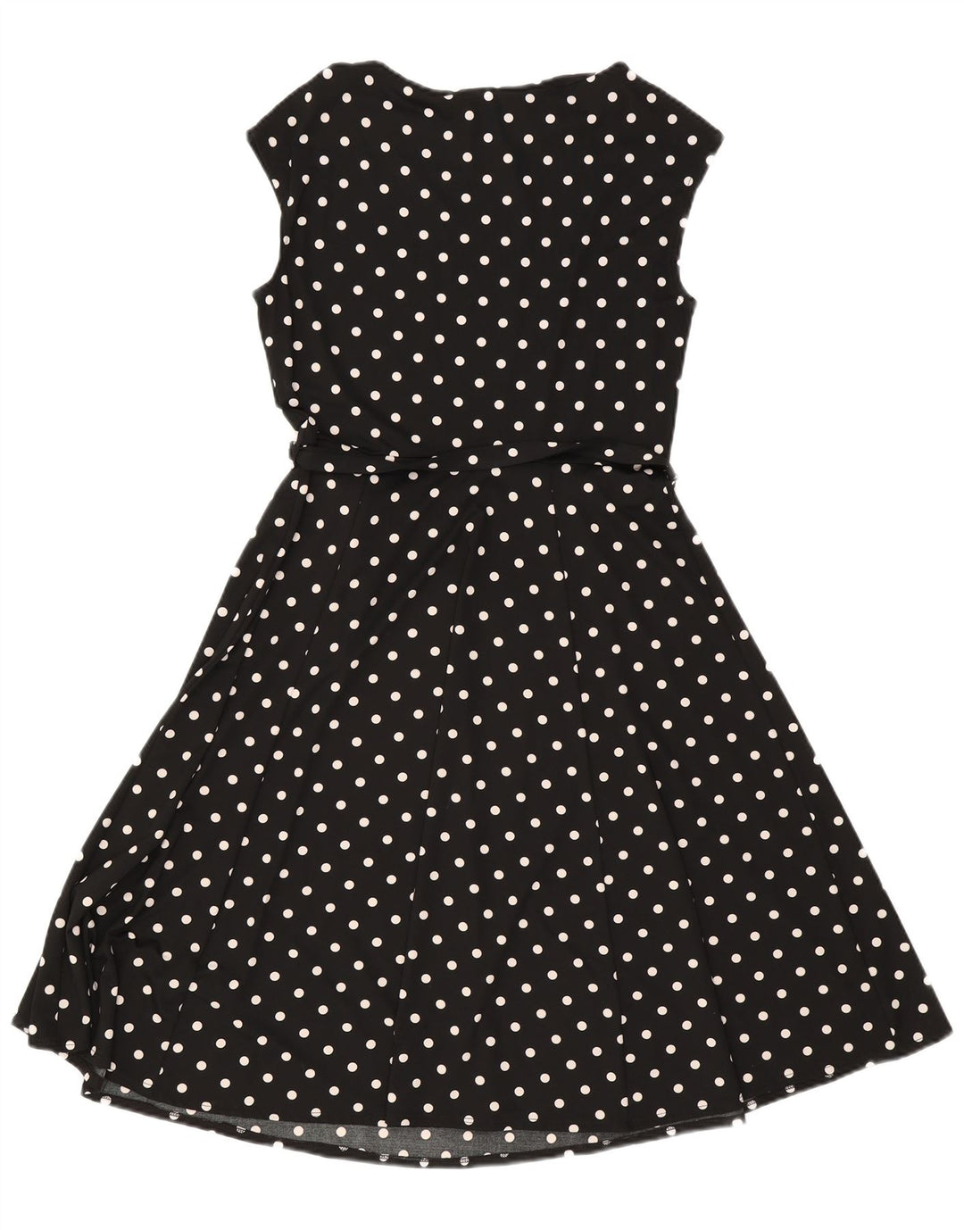 Wallis Womens Sleeveless A-Line Dress UK 12 Medium Black Polka Dot