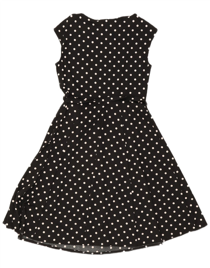 Wallis Womens Sleeveless A-Line Dress UK 12 Medium Black Polka Dot