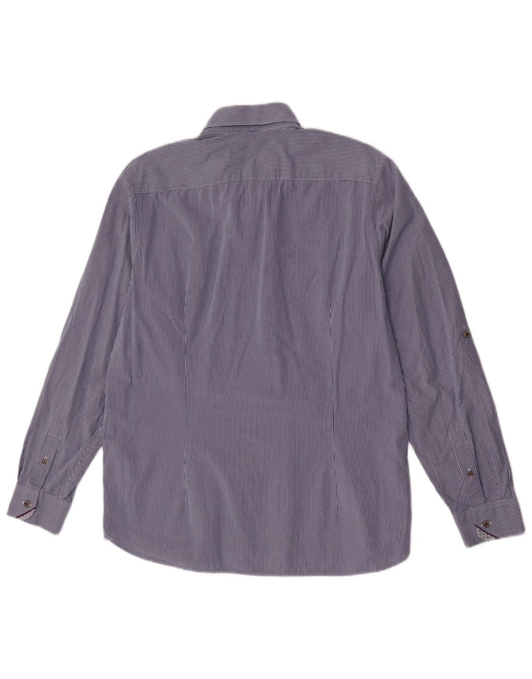 Ted Baker Herrenhemd Größe 5 XL Marineblaue Gingham-Baumwolle