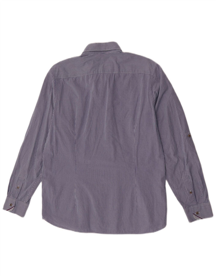 Ted Baker Herrenhemd Größe 5 XL Marineblaue Gingham-Baumwolle
