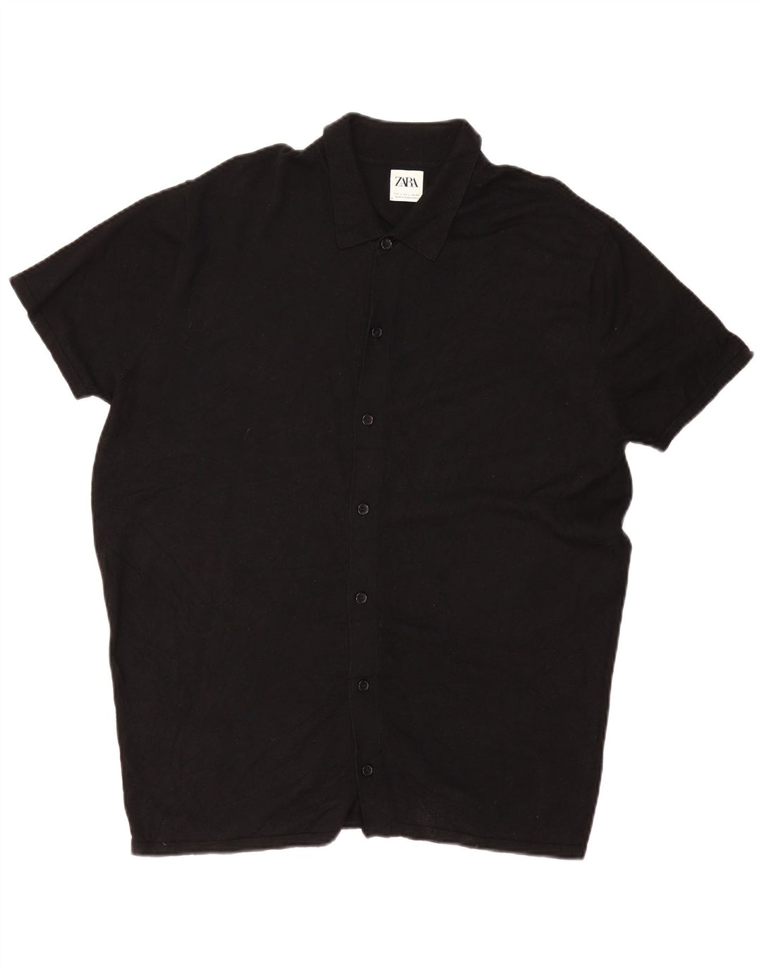 Zara Herren Kurzarm-Strickhemd, Größe L, Schwarz