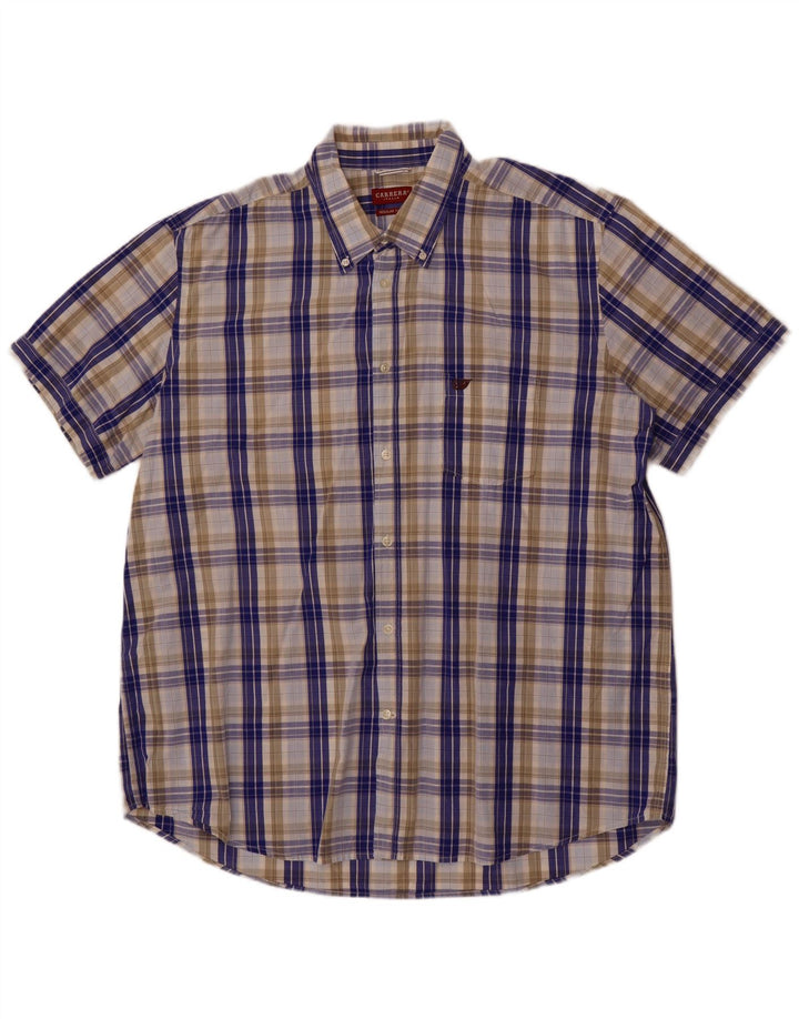 Carrera Mens Regular Fit Short Sleeve Shirt 3XL Blue Check Cotton
