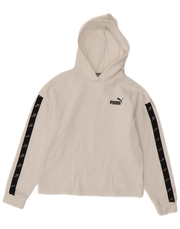 Puma Girls Graphic Crop Hoodie Jumper 13-14 år Hvid Colourblock