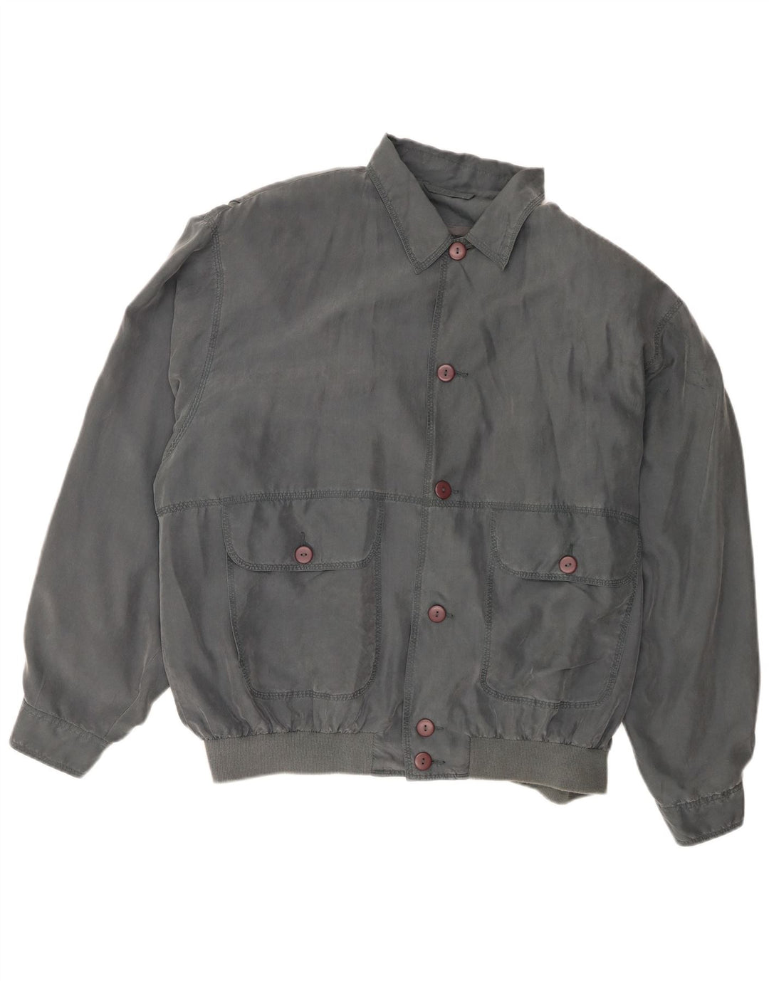 Vintage Mens Bomber Jacket UK 40 Large Grey Silk