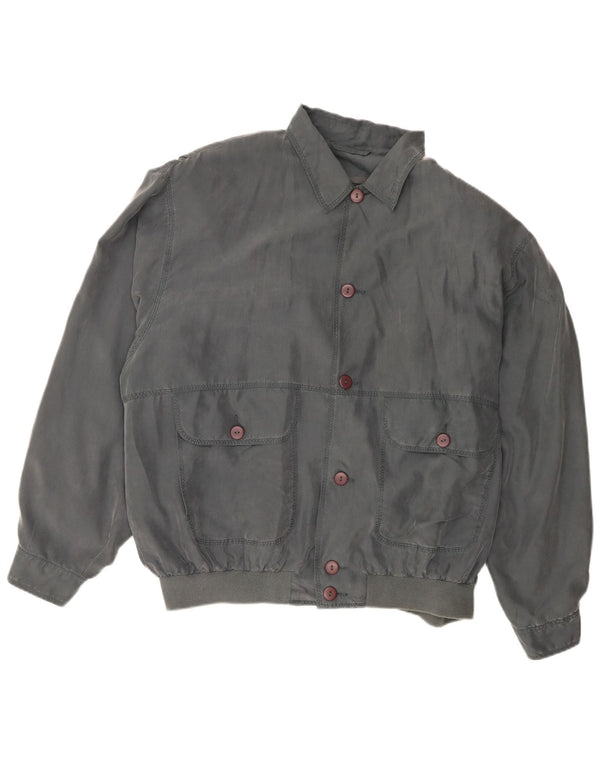 Vintage Bomber Jacket UK 40 Stor Grå Silke