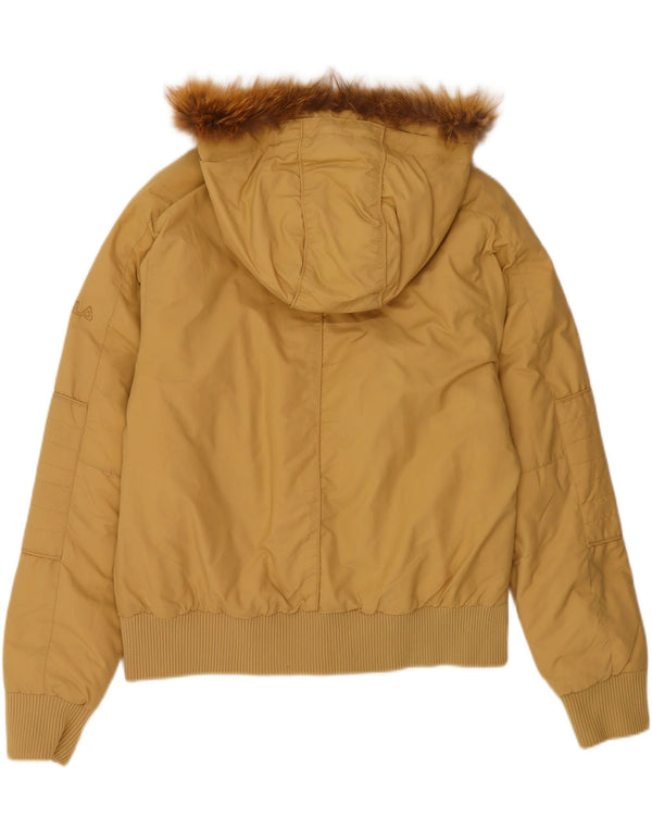 FILA Womens Hooded Padded Jacket UK 16 Large  Yellow Polyester